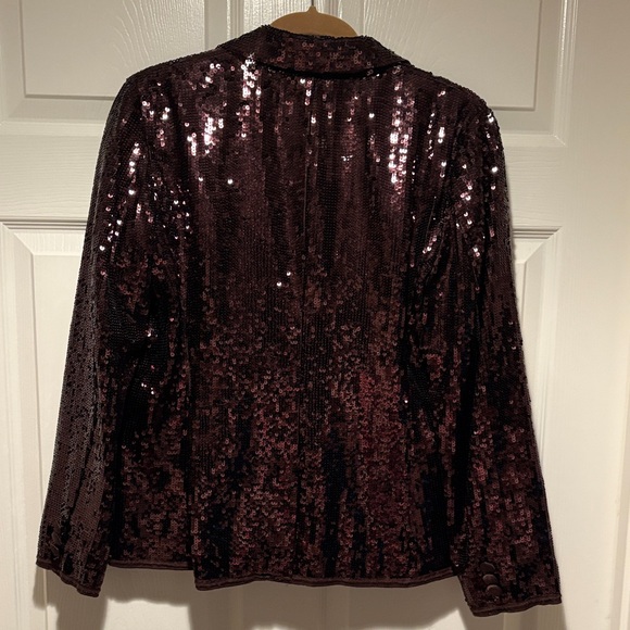 Chico's Brown Sequin Blazer Size 1 - Picture 3 of 7